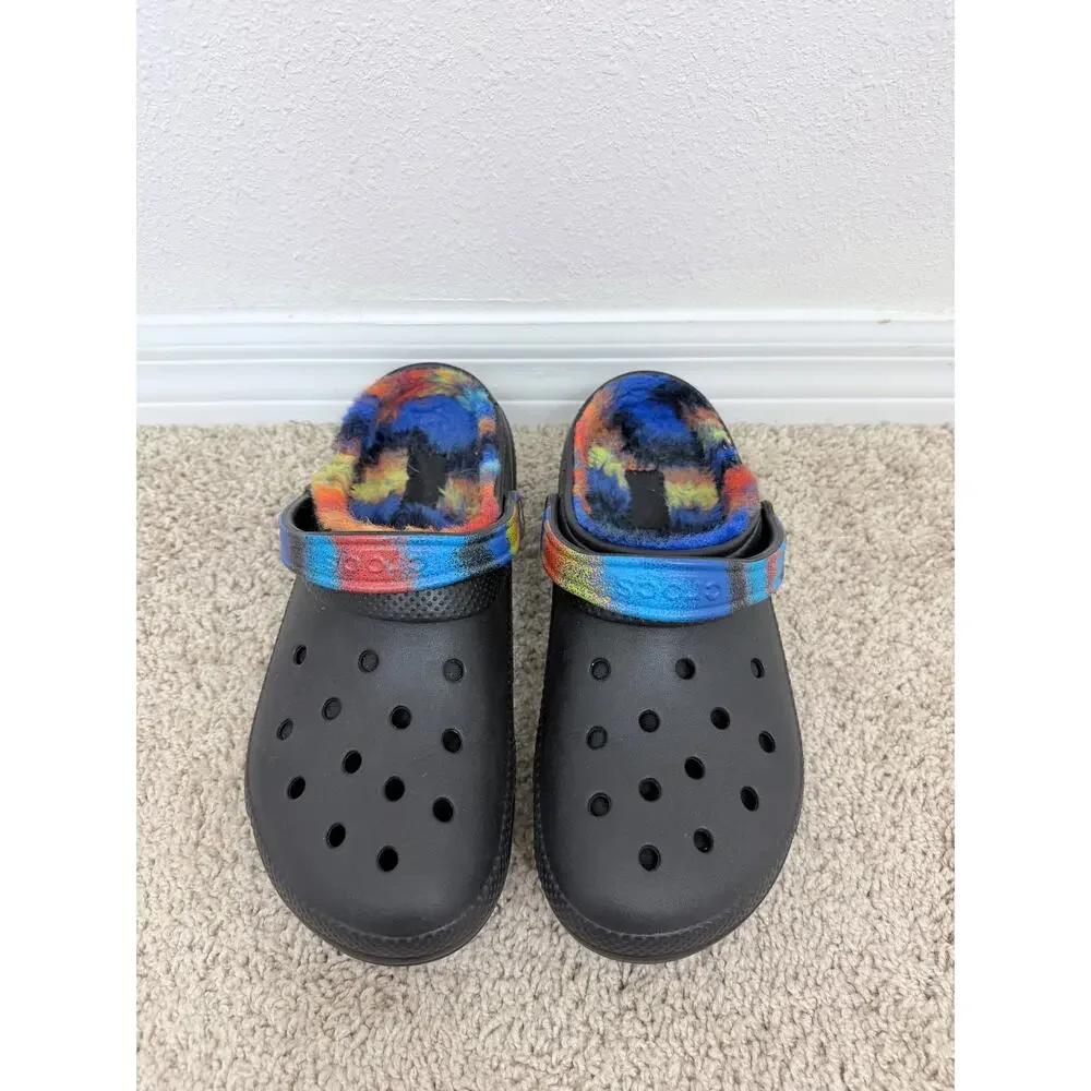 Crocs Classic Tie Dye Fuzzy Lined Clogs M10 W12